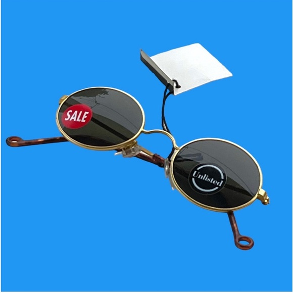 90s Dead Stock Sunglasses Unlisted Gold Wire Eyewear NOS - Picture 5 of 10